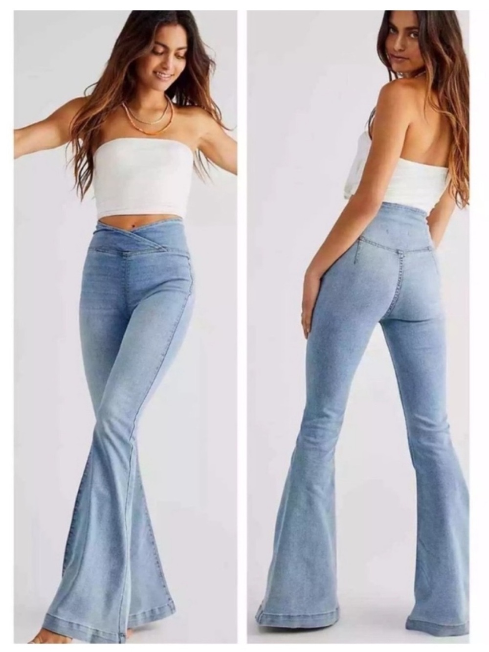 FREE PEOPLE WOMEN'S VENICE BEACH FLARE JEANS Medium Wash